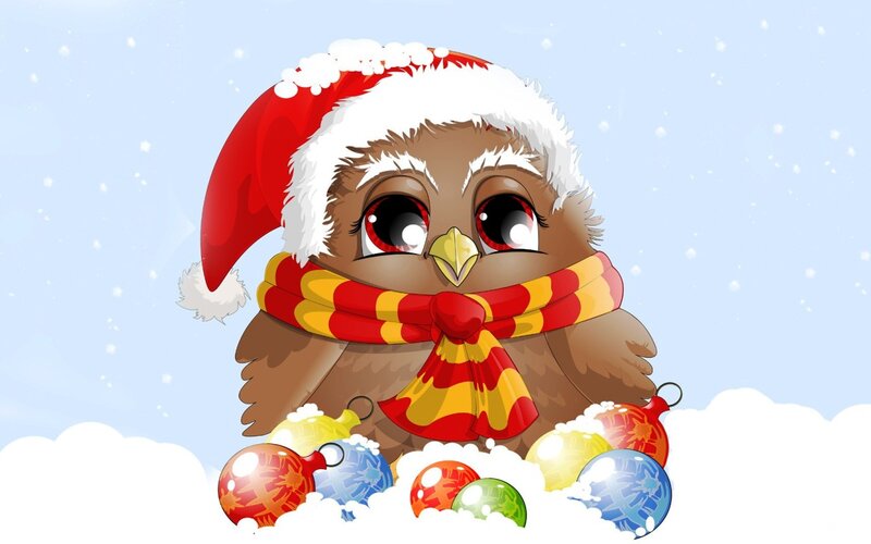 Cute Owl in Snow — Brown