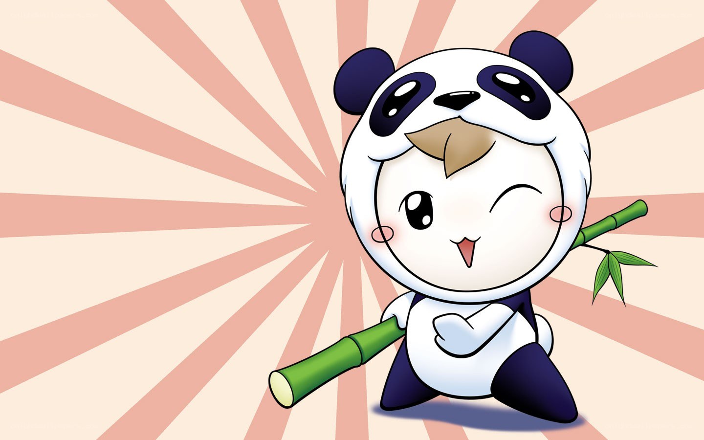 cute panda character with bamboo