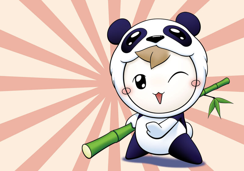 cute panda character with bamboo