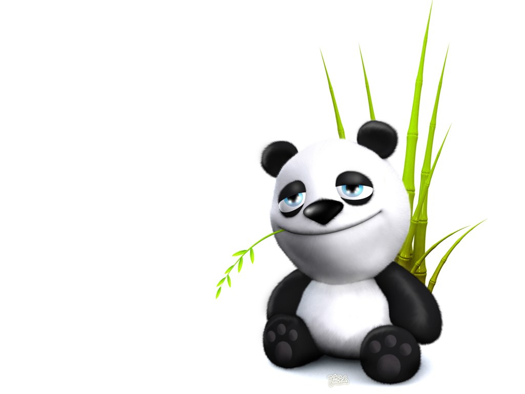 cute panda eating bamboo