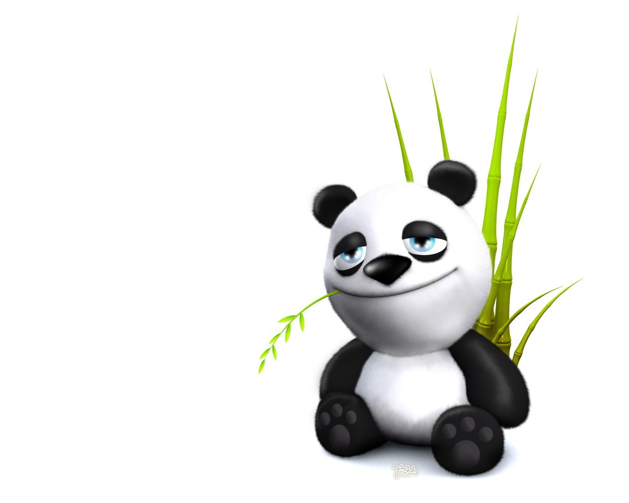 cute panda eating bamboo