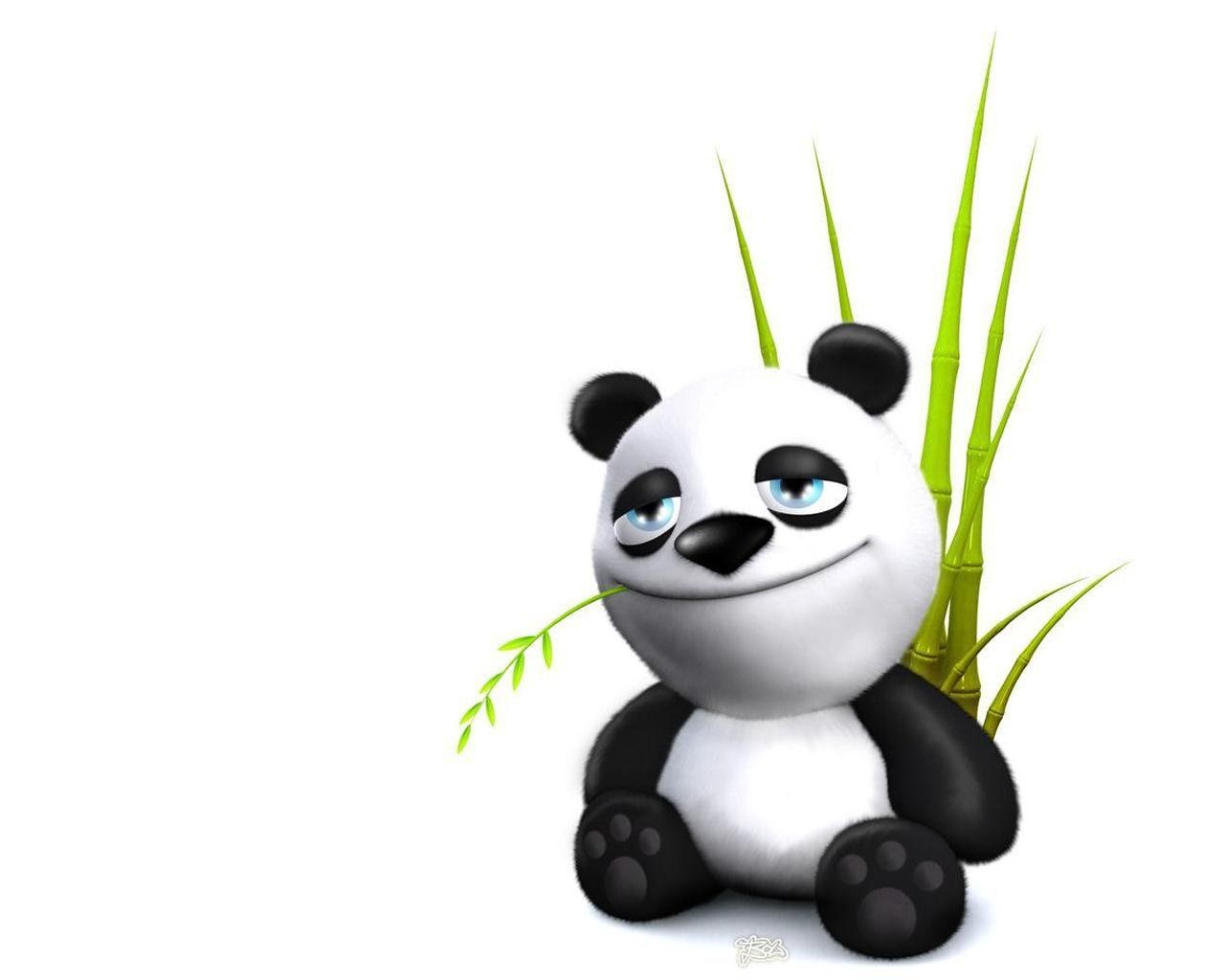 cute panda eating bamboo