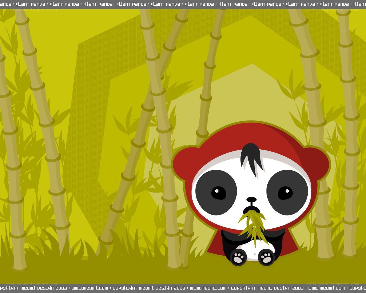 cute panda in bamboo forest