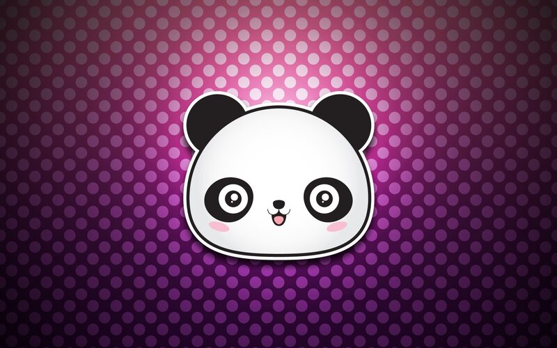 cute panda on purple dots