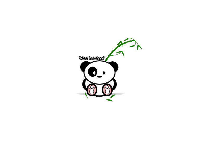 cute panda with bamboo