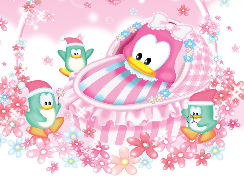 cute penguin baby in a cradle