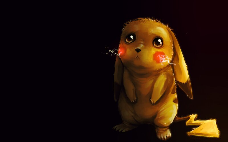 Cute Pikachu Character — Yellow, Dramatic, Digital Art