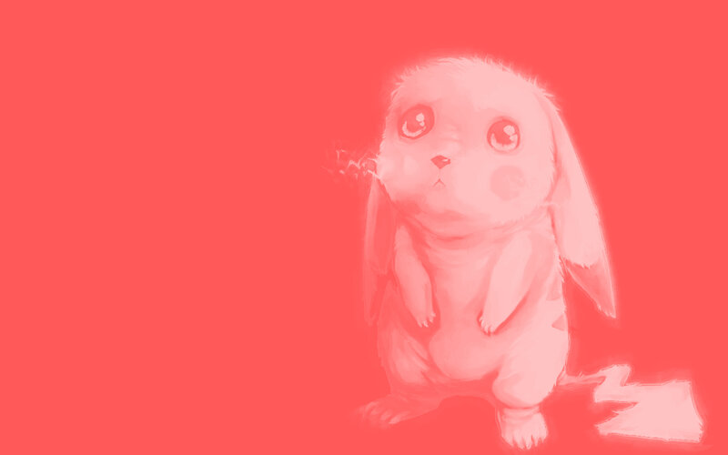 cute pikachu on red background