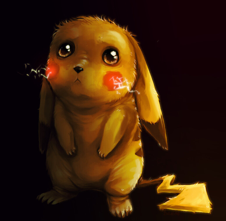 cute pikachu with electric cheeks