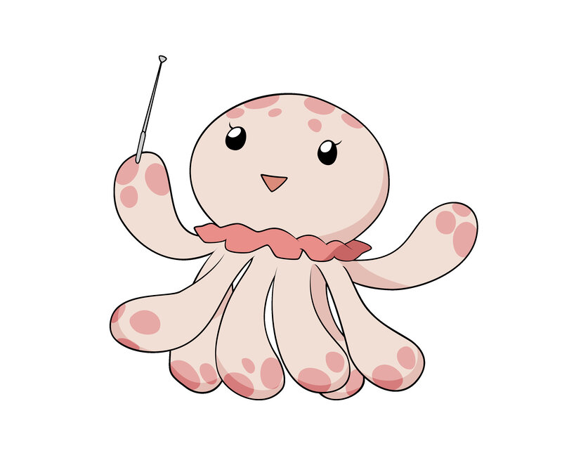 cute pink octopus character