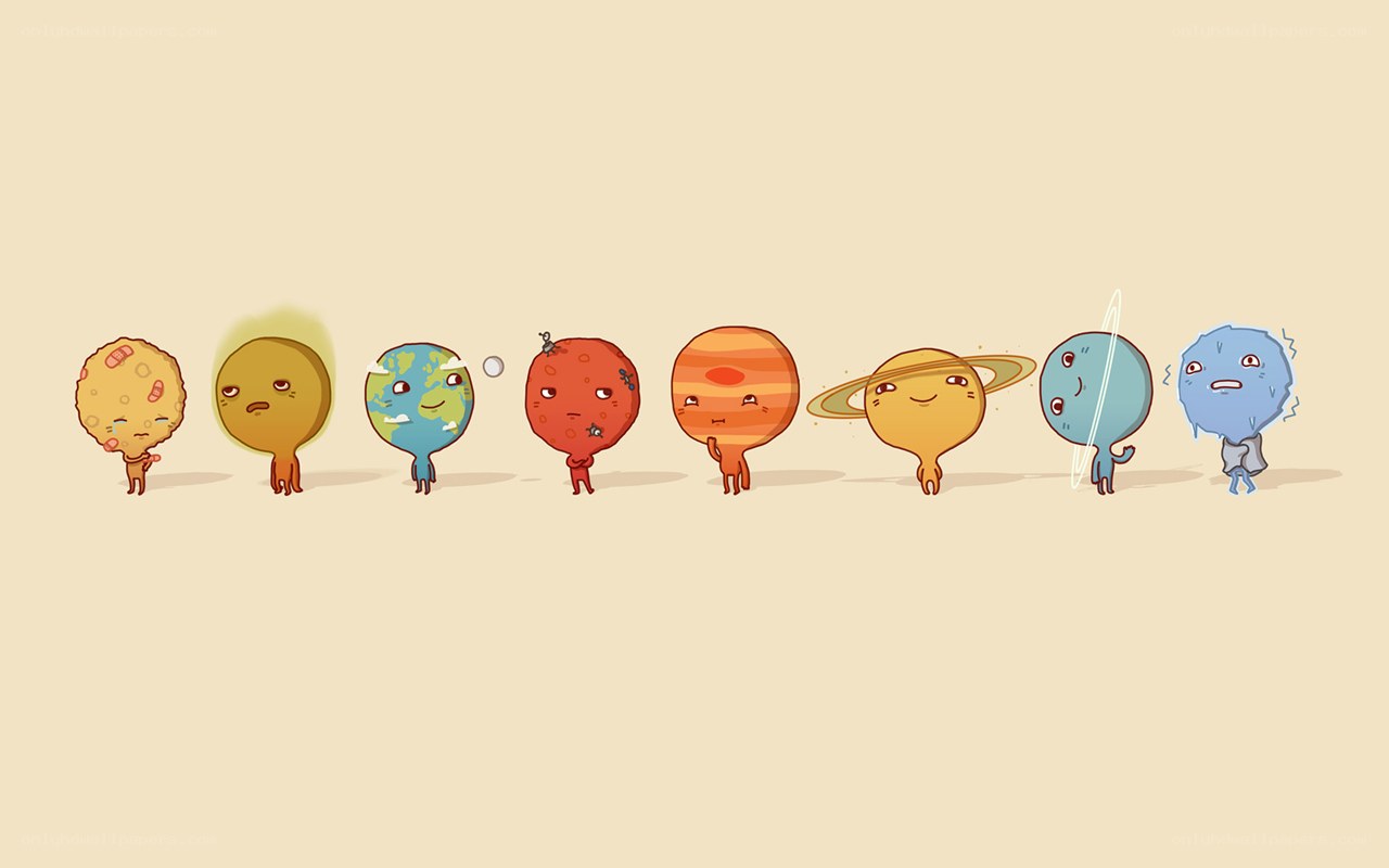 Cute planets in a line
