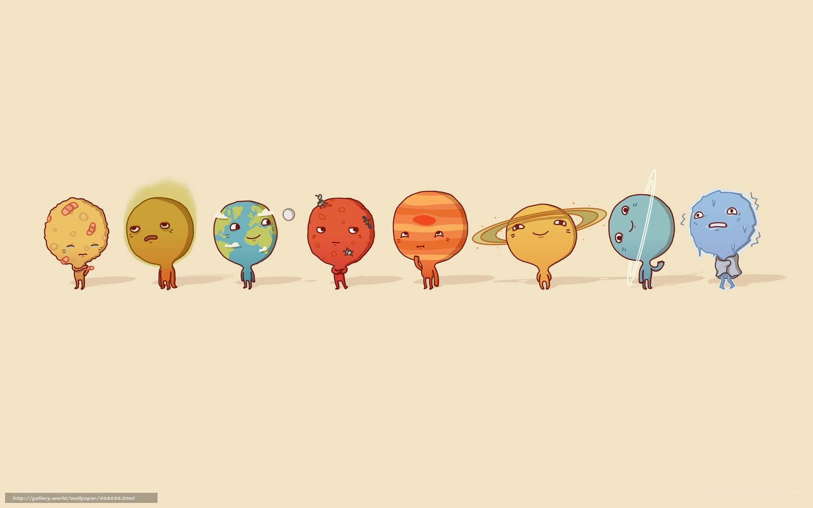 Cute planets in a line