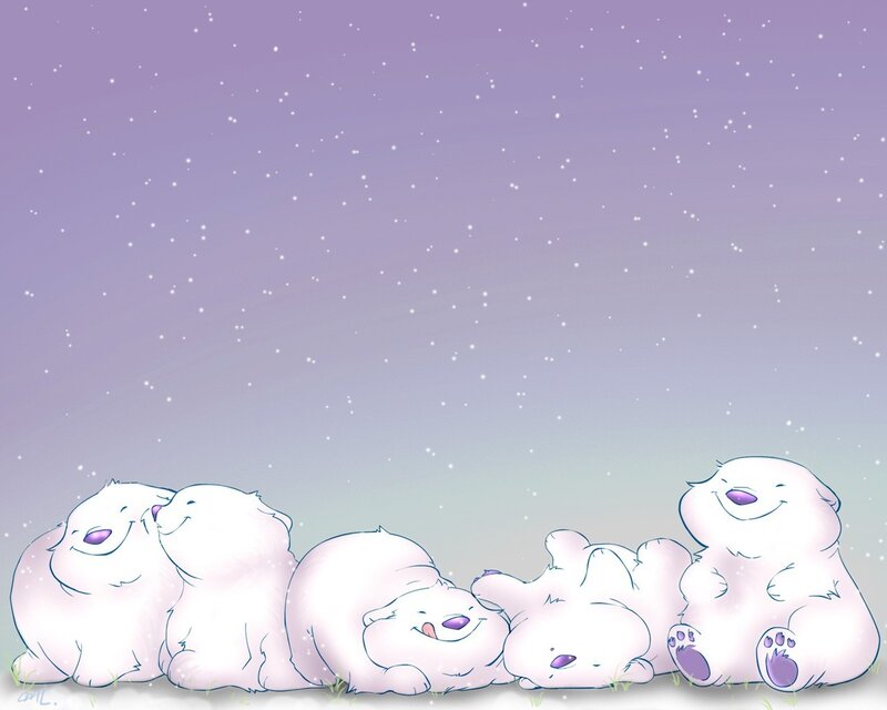 Cute polar bears under stars