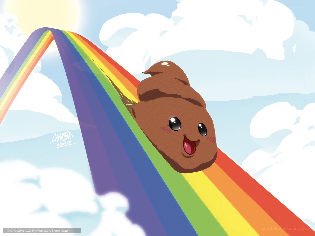 cute poop on rainbow slide