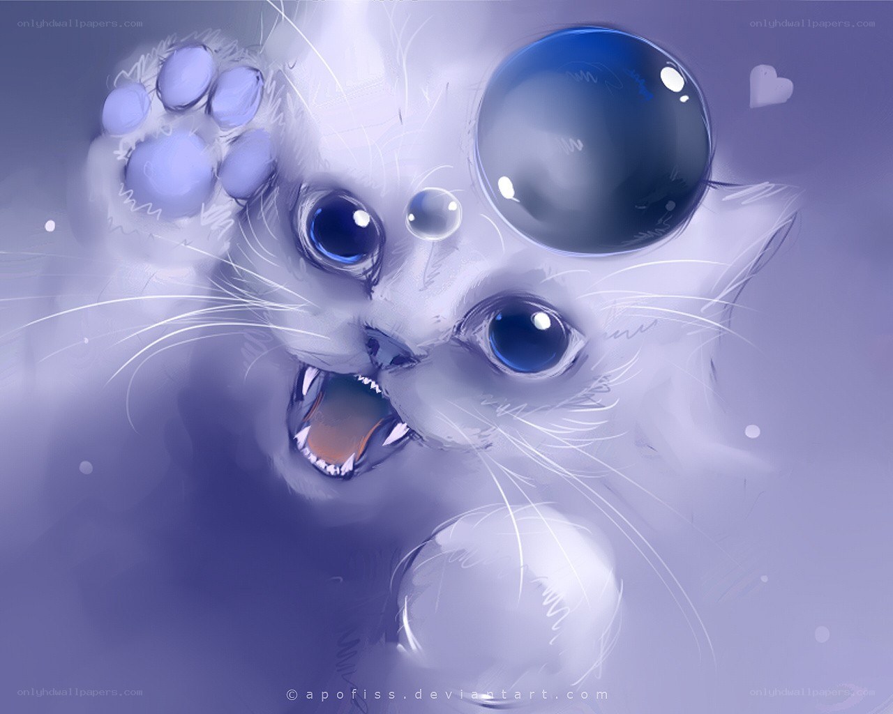 cute purple kitten art
