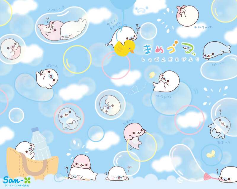 Cute seal characters in bubbles