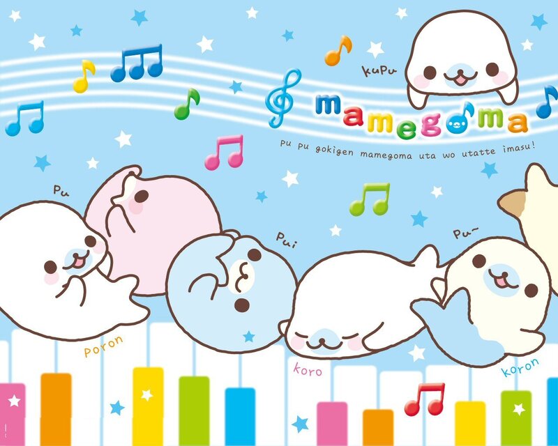 Cute seal characters playing music