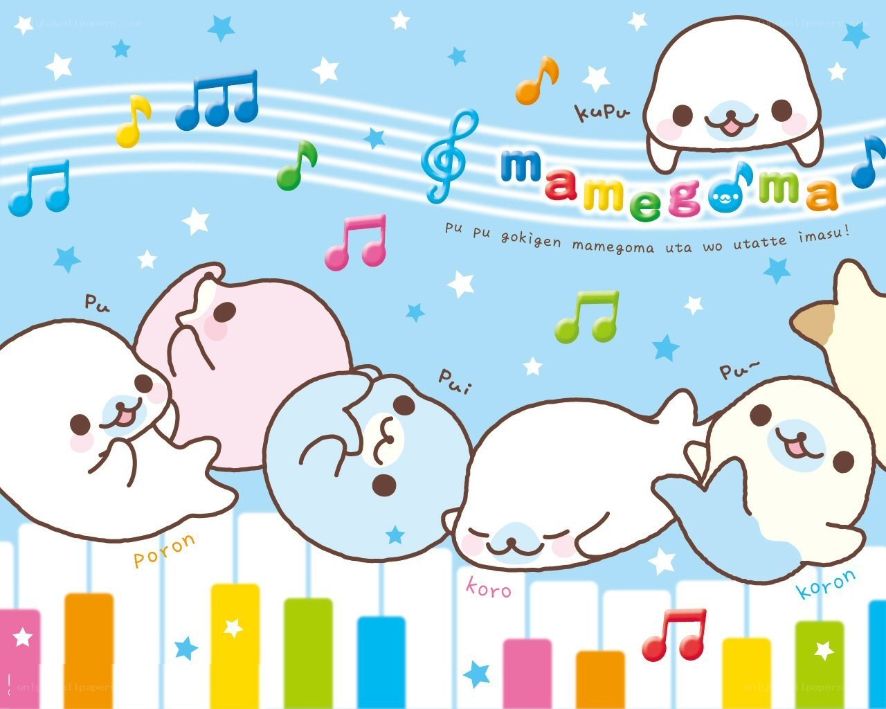 Cute seal characters playing music