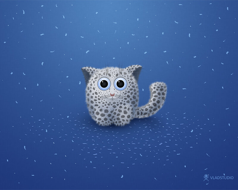 cute spotted kitten illustration