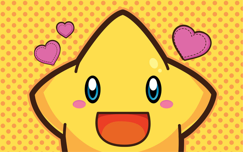 cute star character with hearts