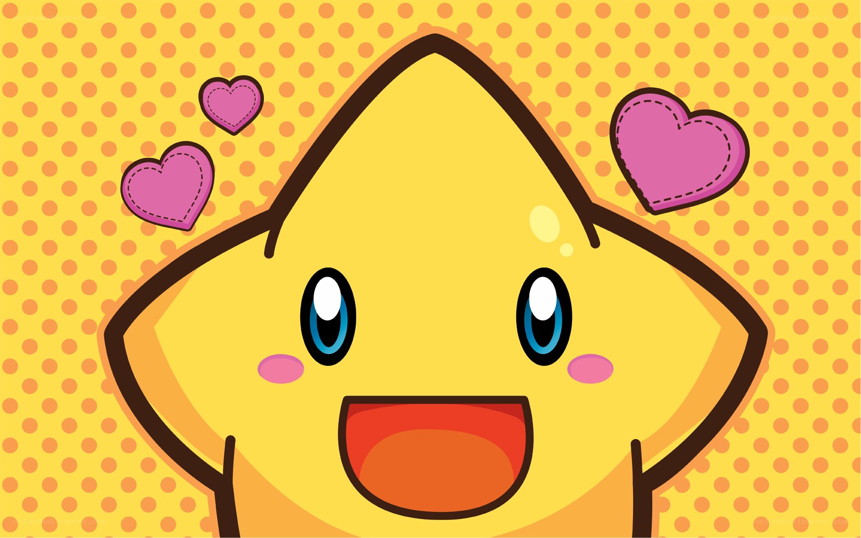 cute star character with hearts