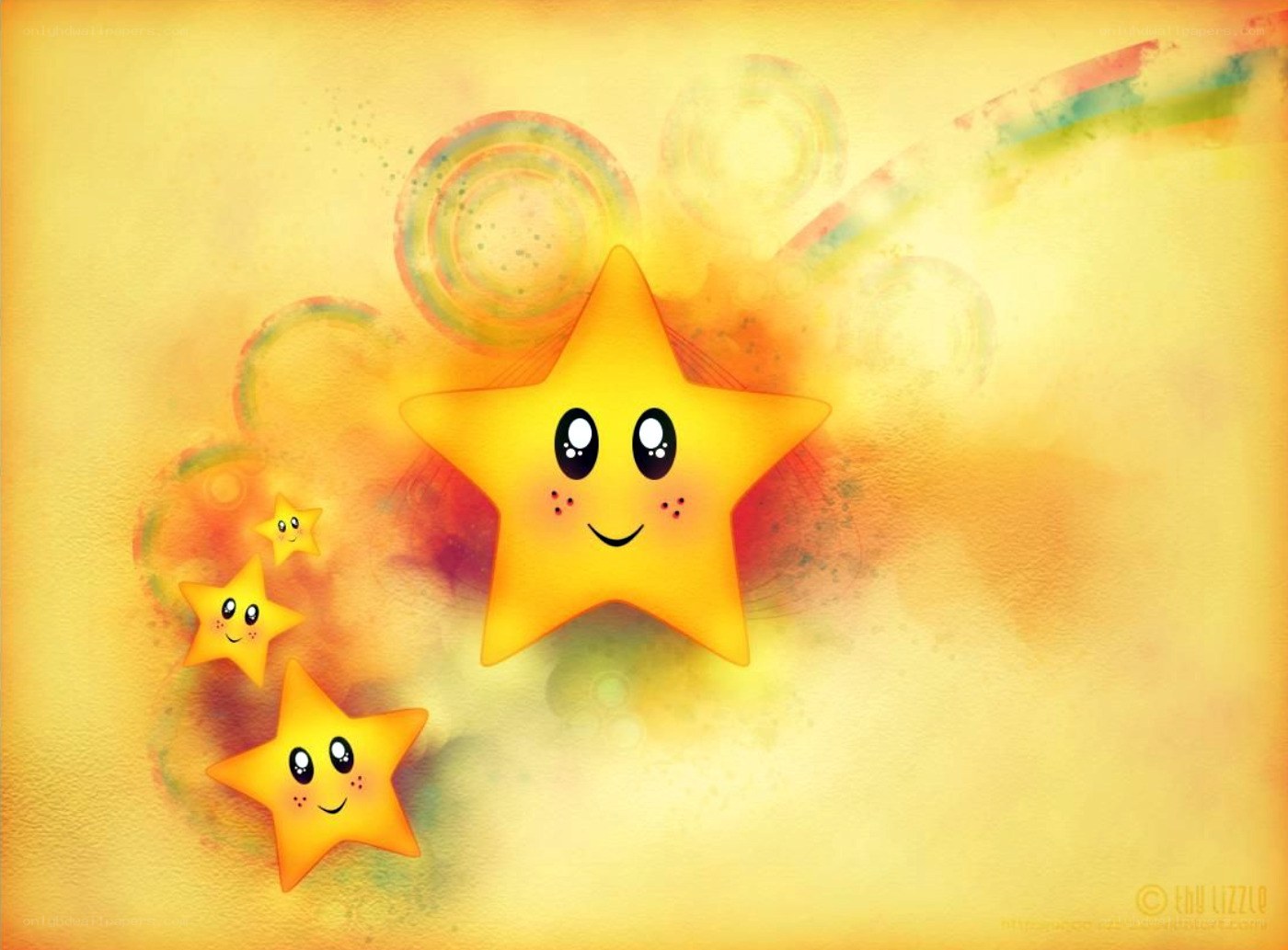 cute stars with rainbow background