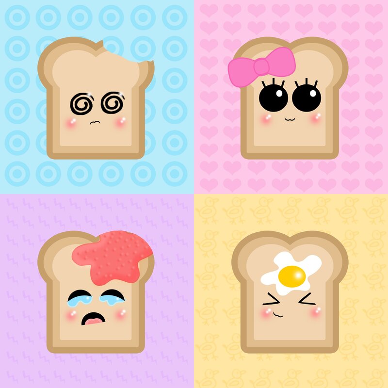 Cute toast characters