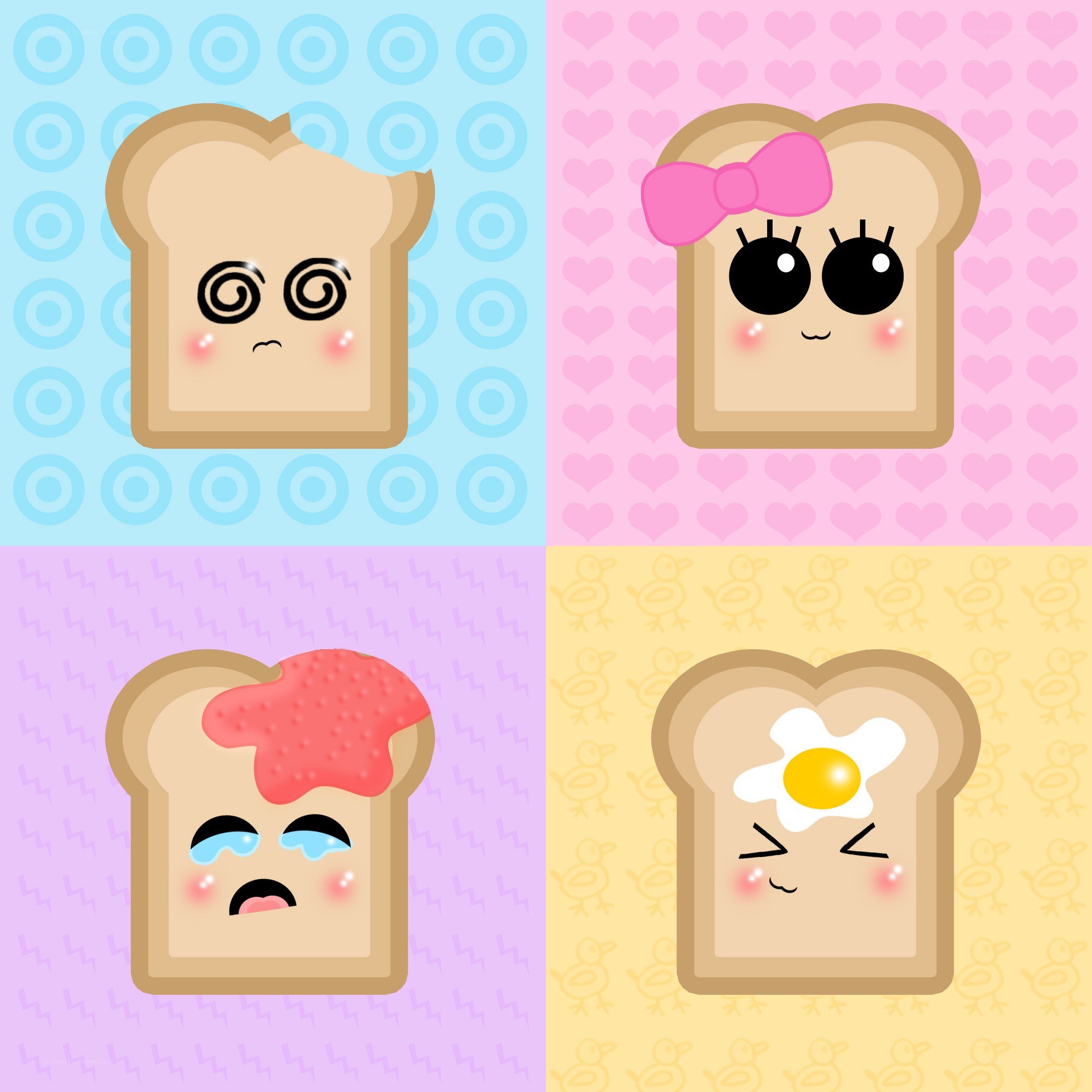 Cute toast characters