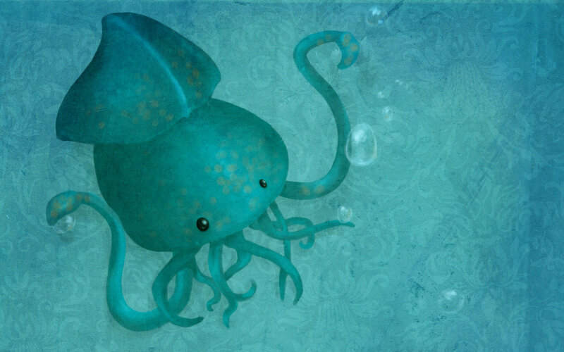 cute underwater squid
