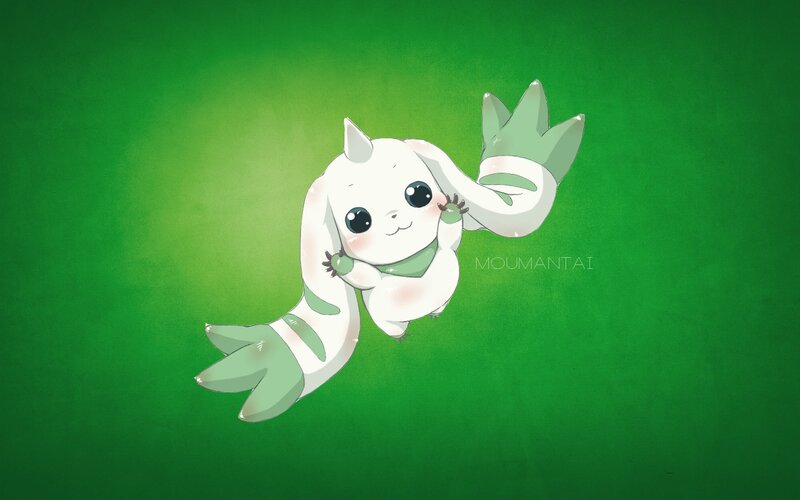 cute white and green creature