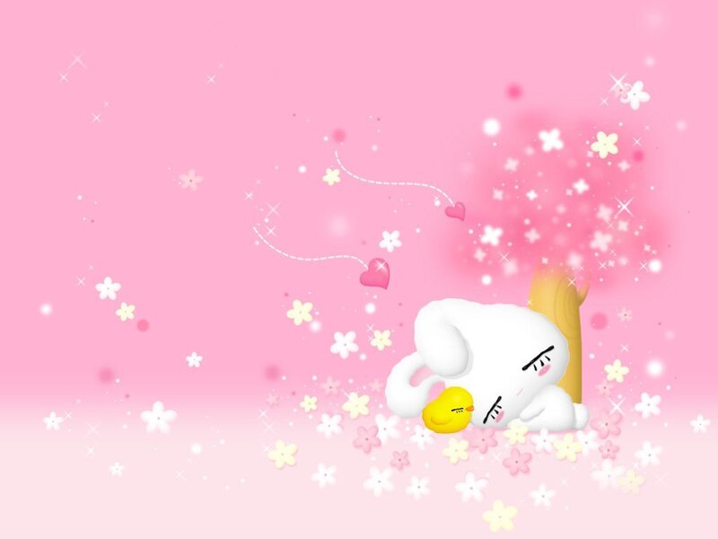 cute white character sleeping