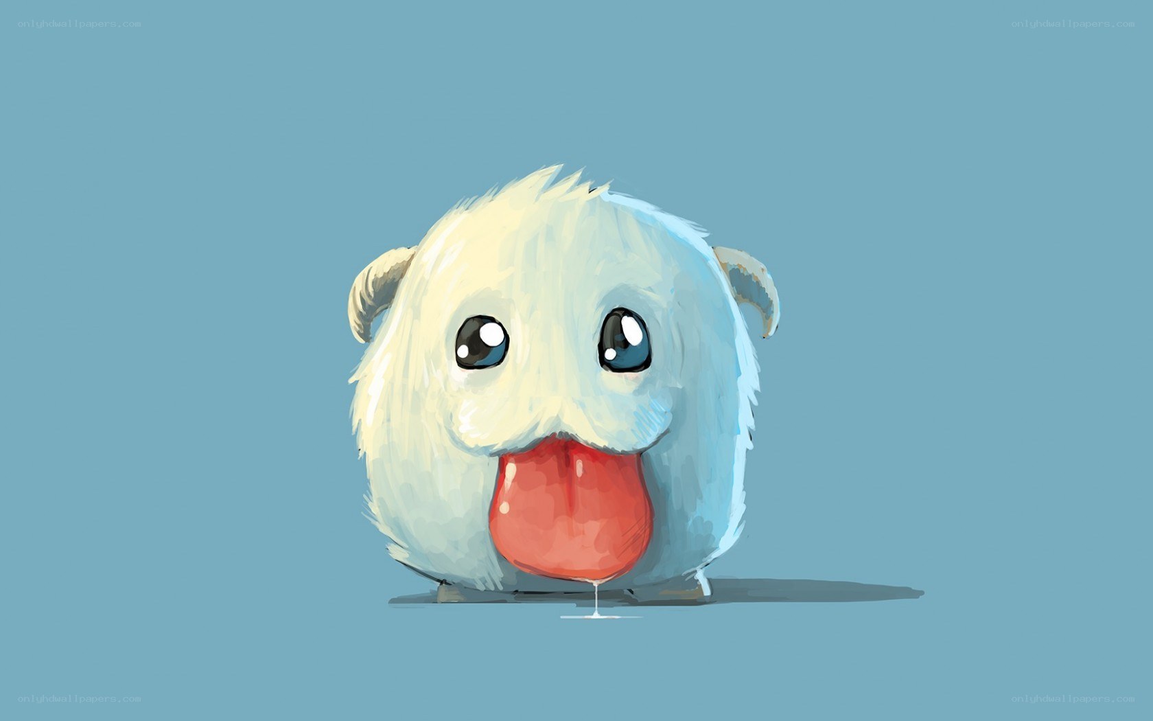 cute white creature with tongue out