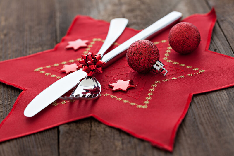 Cutlery on Star Napkin — Red