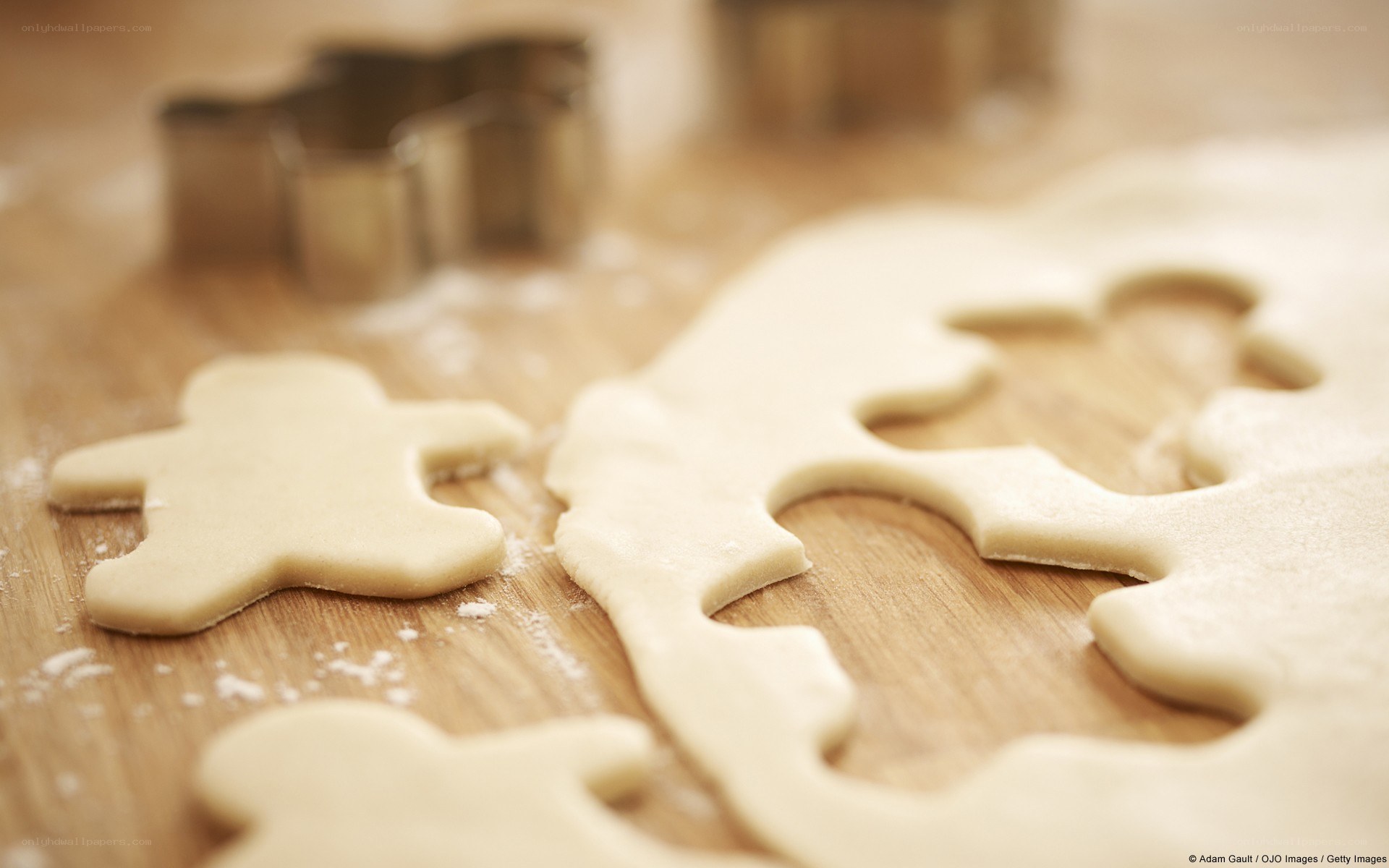 Cutting gingerbread cookies