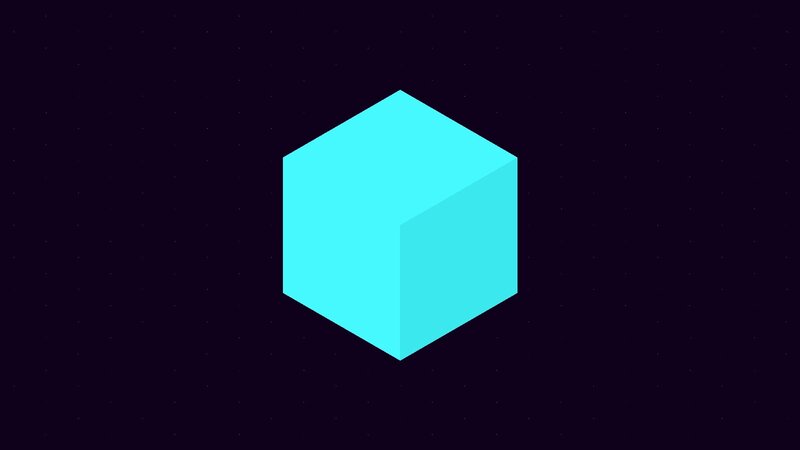 Cyan Cube in Space