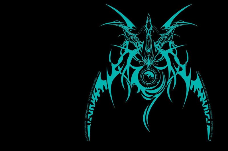 cyan tribal dragon design
