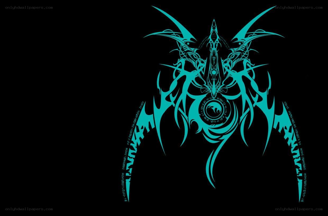cyan tribal dragon design