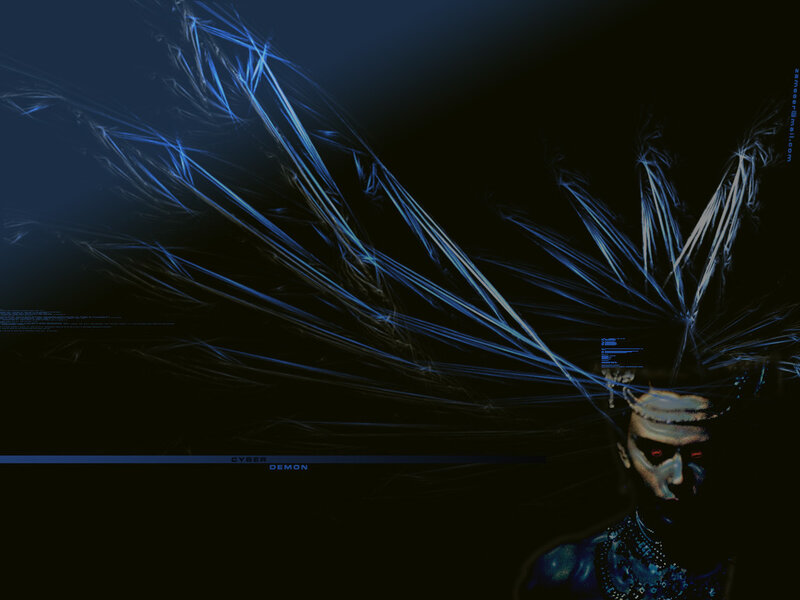 cyber demon with glowing lines