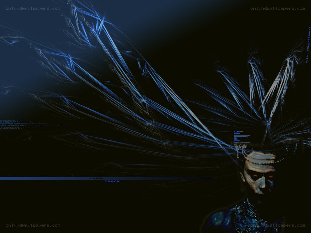 cyber demon with glowing lines