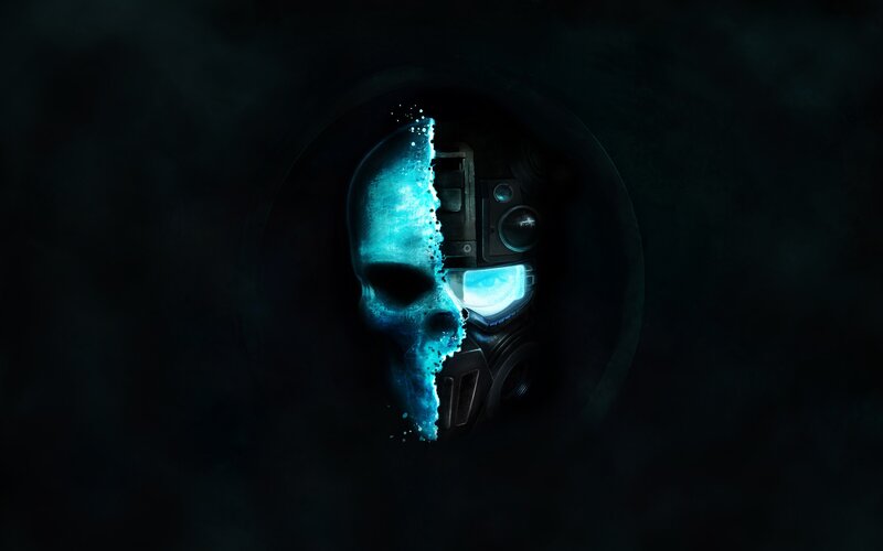 cyber skull helmet logo
