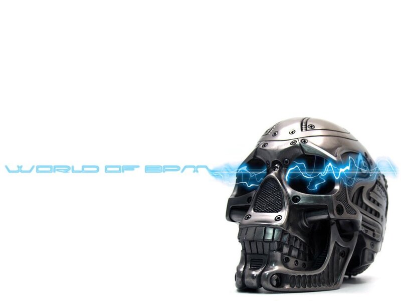 cyber skull with blue energy