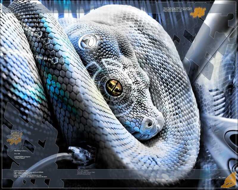 cyber snake with glowing eye
