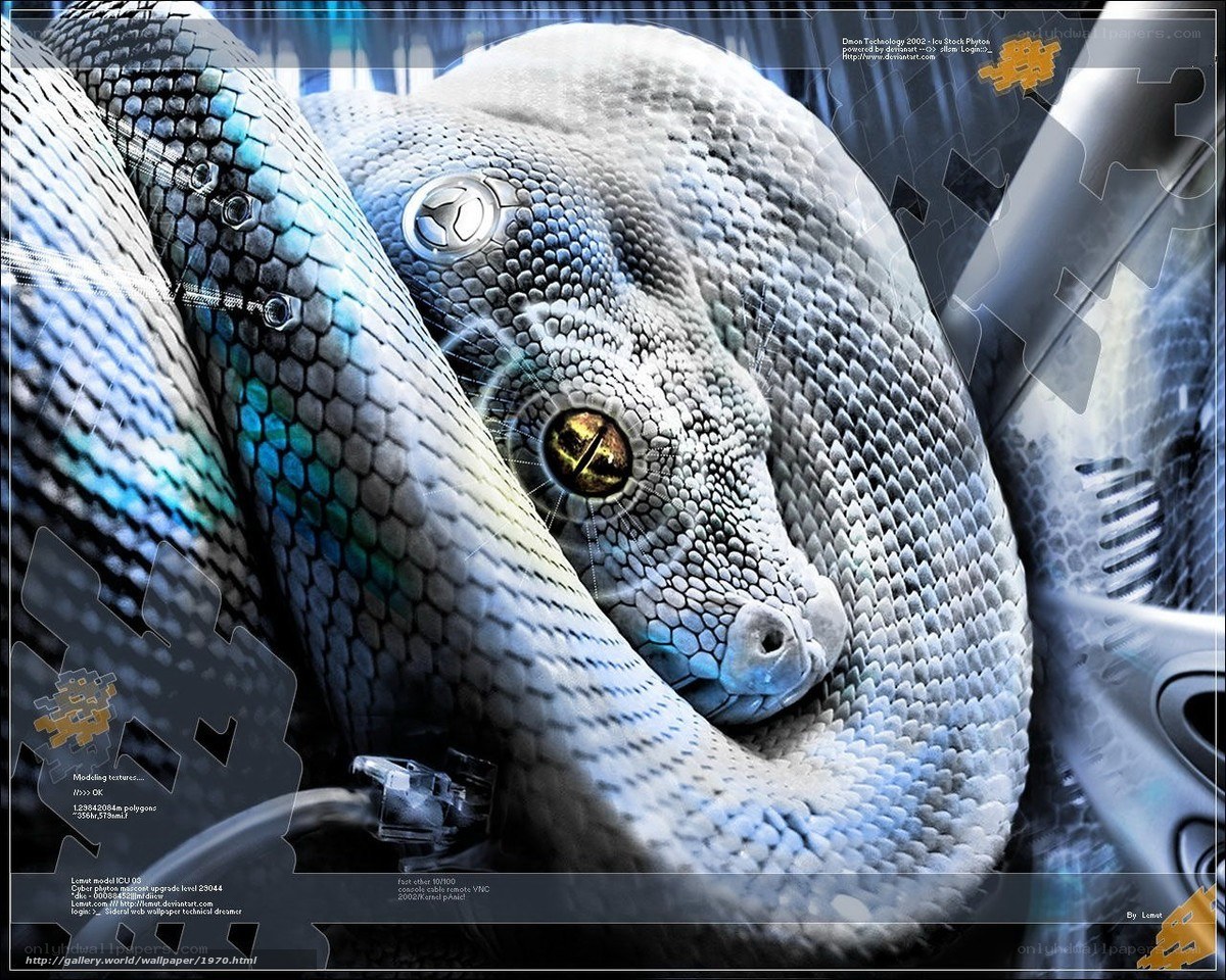 cyber snake with glowing eyes