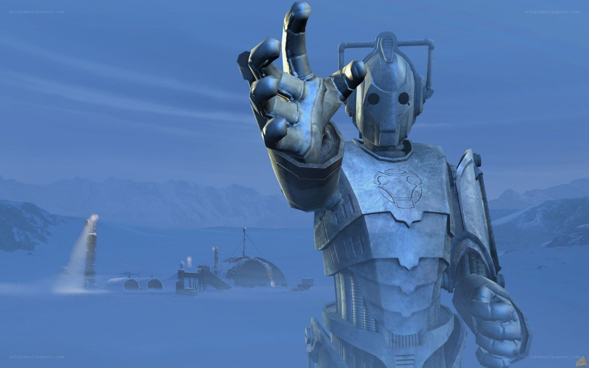 Cyberman in snowy landscape