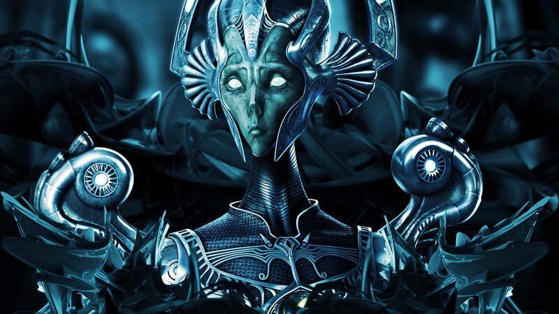 cybernetic alien figure