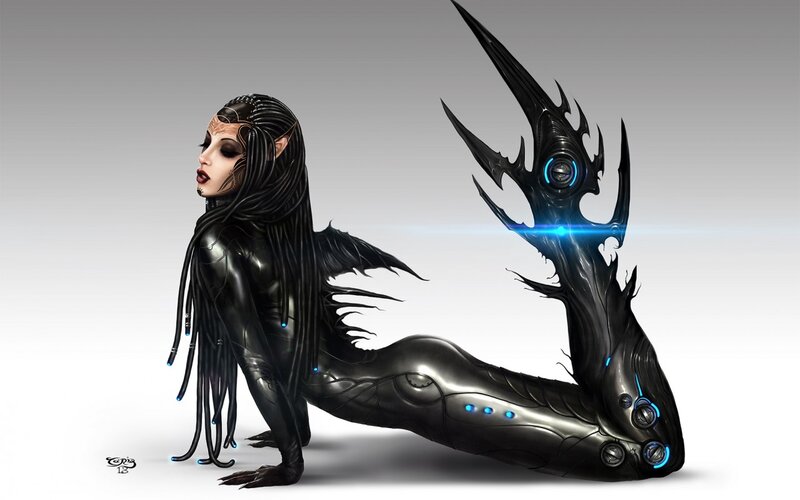 Cybernetic Alien Woman — Black