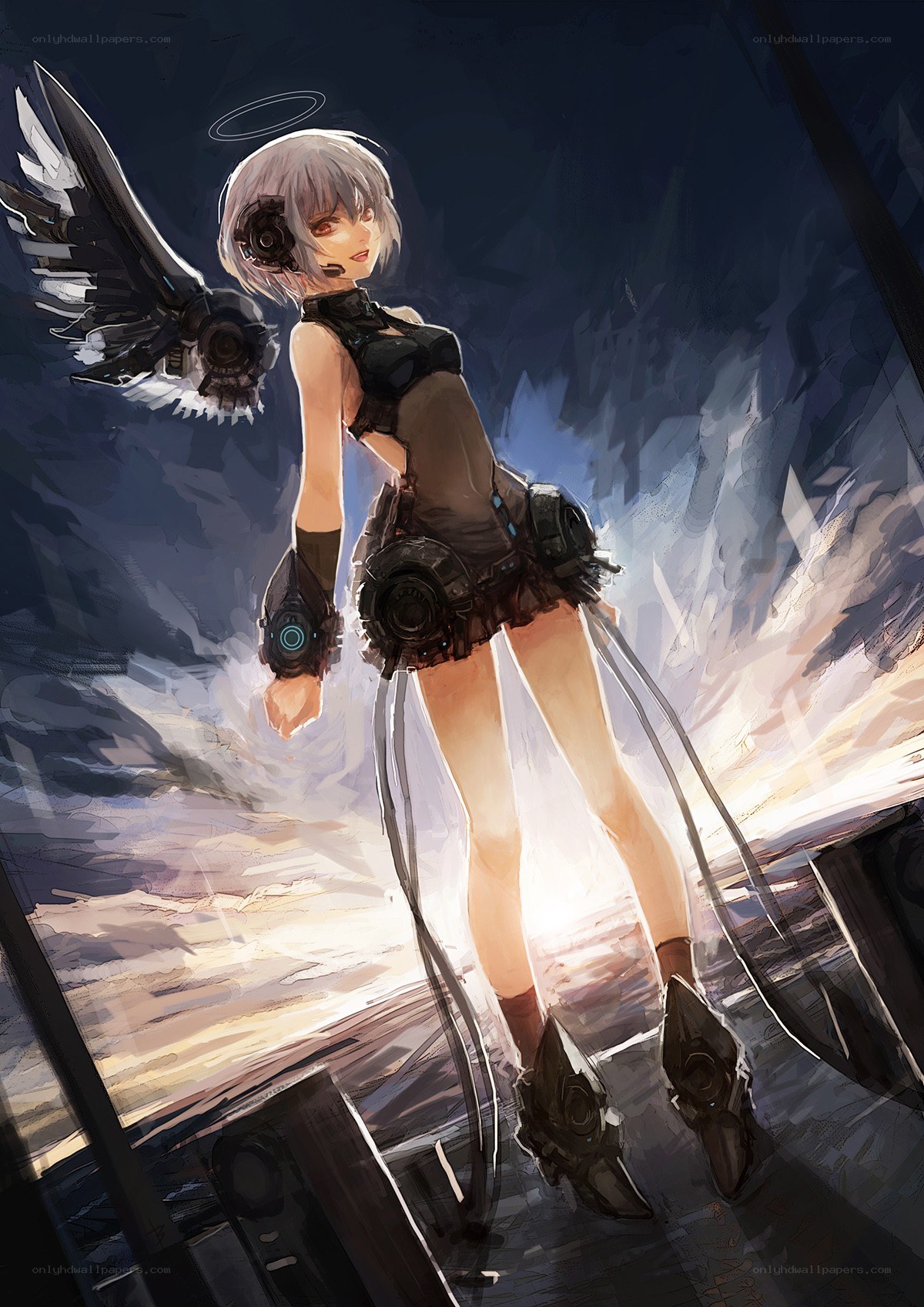 cybernetic angel with wings