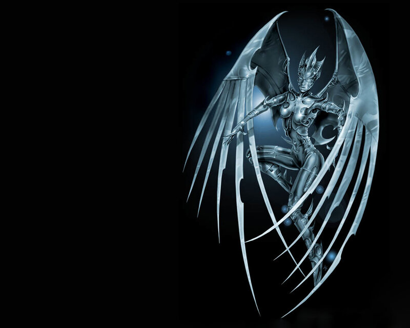 cybernetic angel with wings