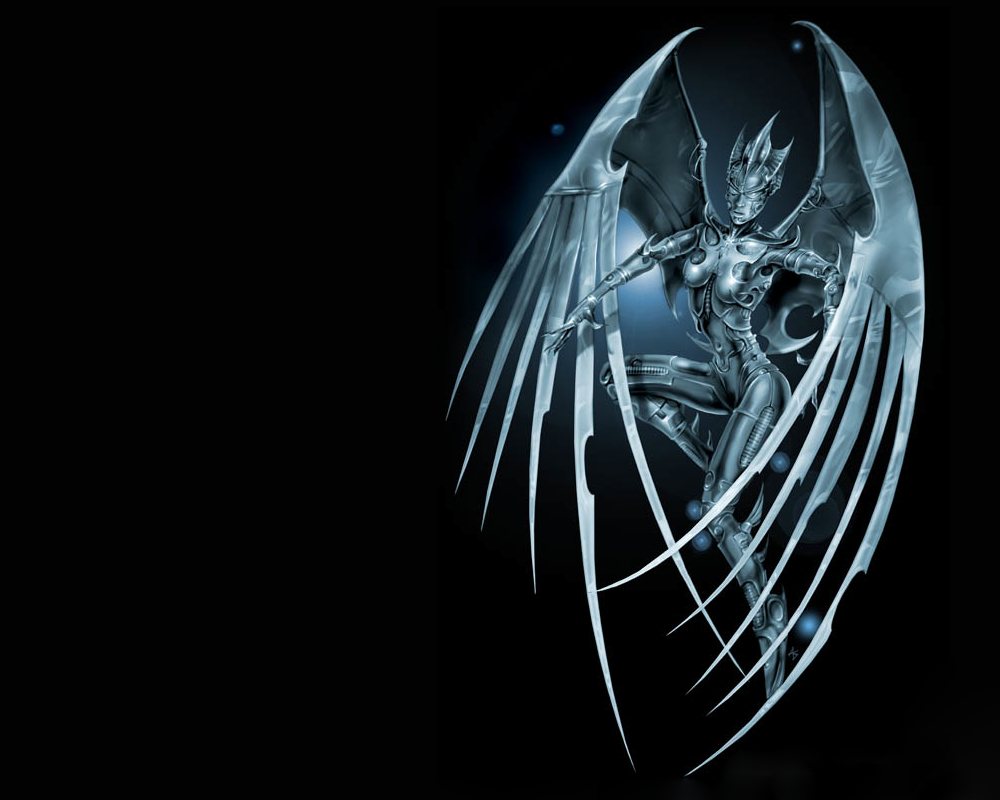 cybernetic angel with wings