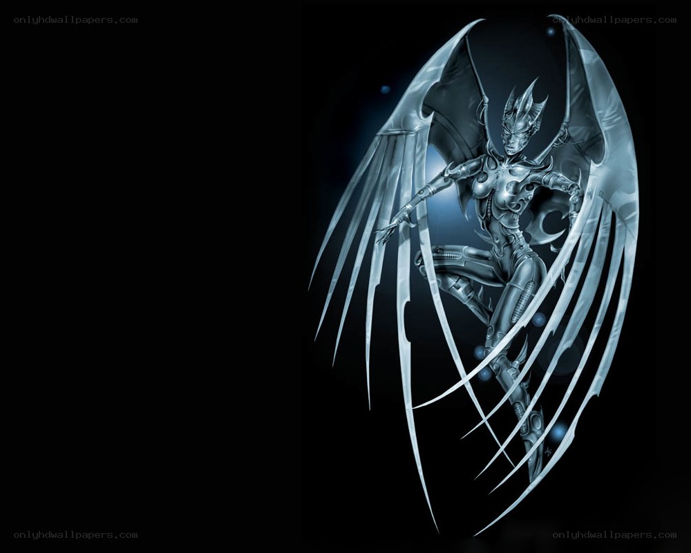 cybernetic angel with wings